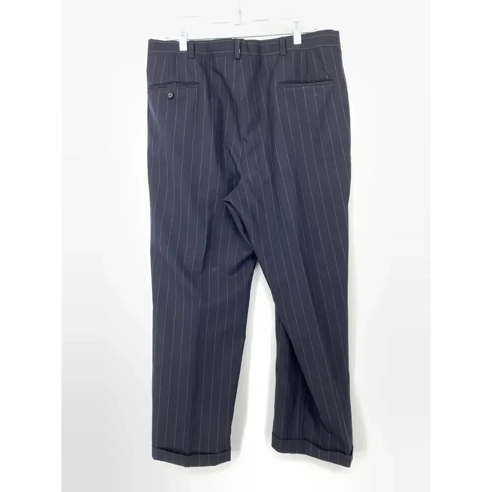 VTG Burberrys Wool Suit Set Pants + Blazer Mens Sz 41R 36 X 28 Blue Pinstripe